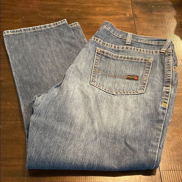 Men’s Ariat Work Cat 2 FR Low rise M4 Boot Denim Jeans size 44x34 - Picture 1 of 12